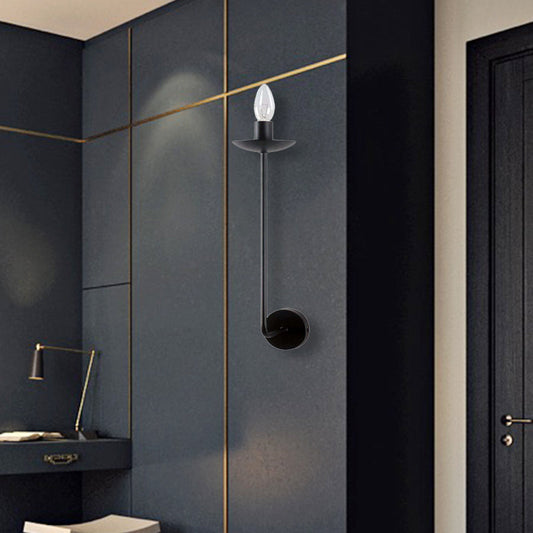 Frendorf | Schwarzes Finish Exposed Wandleuchte Industrie-Stil 1 Glühbirne Metall Wandmontage Licht mit Kerzendesign