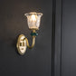 Frendorf | 1/2 Köpfe Klare Glas Wandlampe Vintage Messing Blume Schlafzimmer LED Wandmontierte Beleuchtung