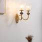 Frendorf | 1/2 Köpfe Klare Glas Wandlampe Vintage Messing Blume Schlafzimmer LED Wandmontierte Beleuchtung