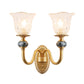 Frendorf | 1/2 Köpfe Klare Glas Wandlampe Vintage Messing Blume Schlafzimmer LED Wandmontierte Beleuchtung