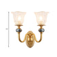 Frendorf | 1/2 Köpfe Klare Glas Wandlampe Vintage Messing Blume Schlafzimmer LED Wandmontierte Beleuchtung