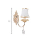 Frendorf | 1/2-Licht Ausladende Wandleuchte Sconce Traditionalismus Messing Satiniertes Weißes Glas Wandleuchtenarmatur mit Kristallverzierung