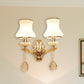 Frendorf | Bell Schlafzimmer Wandlampe Wand sconce Traditionell Opal Satinierte Glas 1/2 Glühbirnen Messing Wandlampe mit klarem Kristall Tropfen