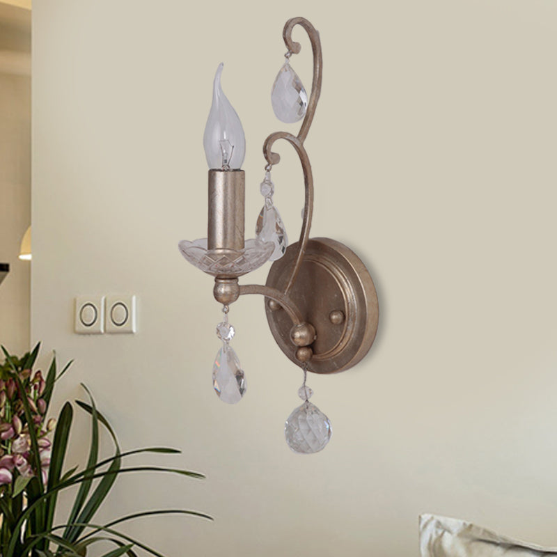 Frendorf | Roest/Verouderd Zilver 1/2 Lichten Wandlamp Lichtarmatuur Traditionele Kristallen Kaarsenstandaard Wandlamp voor Woonkamer