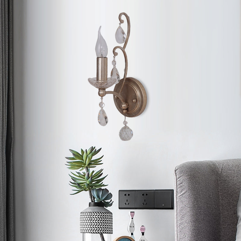 Frendorf | Roest/Verouderd Zilver 1/2 Lichten Wandlamp Lichtarmatuur Traditionele Kristallen Kaarsenstandaard Wandlamp voor Woonkamer