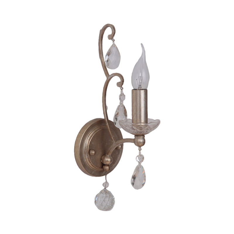Frendorf | Roest/Verouderd Zilver 1/2 Lichten Wandlamp Lichtarmatuur Traditionele Kristallen Kaarsenstandaard Wandlamp voor Woonkamer