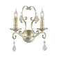 Frendorf | Roest/Verouderd Zilver 1/2 Lichten Wandlamp Lichtarmatuur Traditionele Kristallen Kaarsenstandaard Wandlamp voor Woonkamer