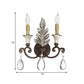 Frendorf | Roest/Verouderd Zilver 1/2 Lichten Wandlamp Lichtarmatuur Traditionele Kristallen Kaarsenstandaard Wandlamp voor Woonkamer