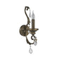 Frendorf | Rustiek Kaarsenhouder Wandverlichting Armatuur 1 Gloeilamp IJzeren Wandgemonteerde Lamp in Brons met Hangende Kristal Accent