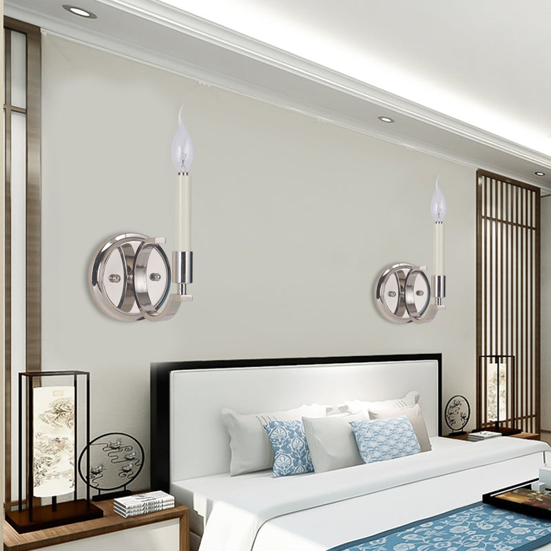 Frendorf | 1/4 Lights Metallic Wandleuchte Traditionelle Silber Kerzen-Stil Schlafzimmer Wandlampe