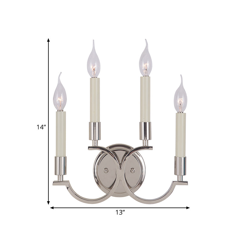 Frendorf | 1/4 Lights Metallic Wandleuchte Traditionelle Silber Kerzen-Stil Schlafzimmer Wandlampe