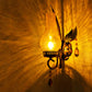 Frendorf | Traditionele Vaas Muurmontage Licht Geel Gebarsten Glas 1 Licht Badkamer Wandlamp Wandarmatuur met Oranje Kristal Deco