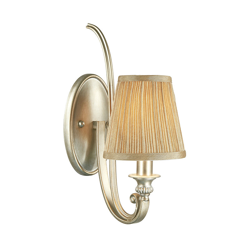 Frendorf | 1 Licht Gebogen Arm Wandverlichting Traditionele Flaxen Stof Wandlamp voor Slaapkamer