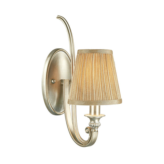 Frendorf | 1 Licht Gebogen Arm Wandverlichting Traditionele Flaxen Stof Wandlamp voor Slaapkamer