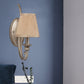 Frendorf | 1 Licht Gebogen Arm Wandverlichting Traditionele Flaxen Stof Wandlamp voor Slaapkamer