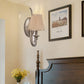 Frendorf | 1 Licht Gebogen Arm Wandverlichting Traditionele Flaxen Stof Wandlamp voor Slaapkamer