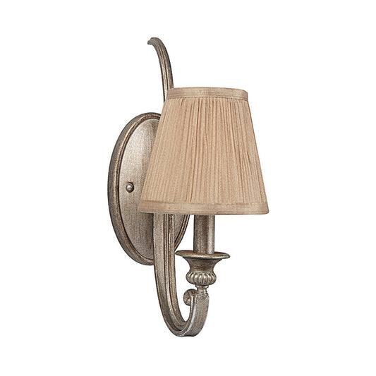 Frendorf | 1 Licht Gebogen Arm Wandverlichting Traditionele Flaxen Stof Wandlamp voor Slaapkamer