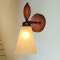 Frendorf | Frosted Glass Conic Wandlamp Modern Stylish 1 Licht Rood Bruin Sconcelicht met Houten Achterplaat