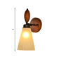 Frendorf | Frosted Glass Conic Wandlamp Modern Stylish 1 Licht Rood Bruin Sconcelicht met Houten Achterplaat