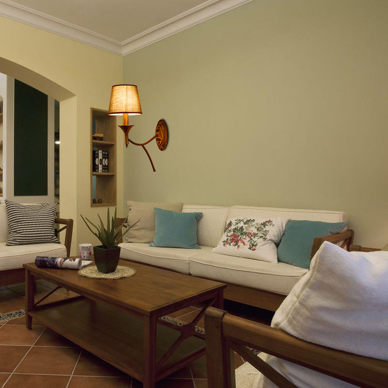 Frendorf | 1/2-Bulb Schlafzimmer Wandlampe Landhausstil Armeegrün Wandleuchte mit konischem Stoffschirm