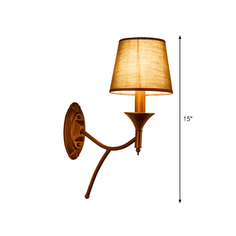 Frendorf | 1/2-Bulb Schlafzimmer Wandlampe Landhausstil Armeegrün Wandleuchte mit konischem Stoffschirm