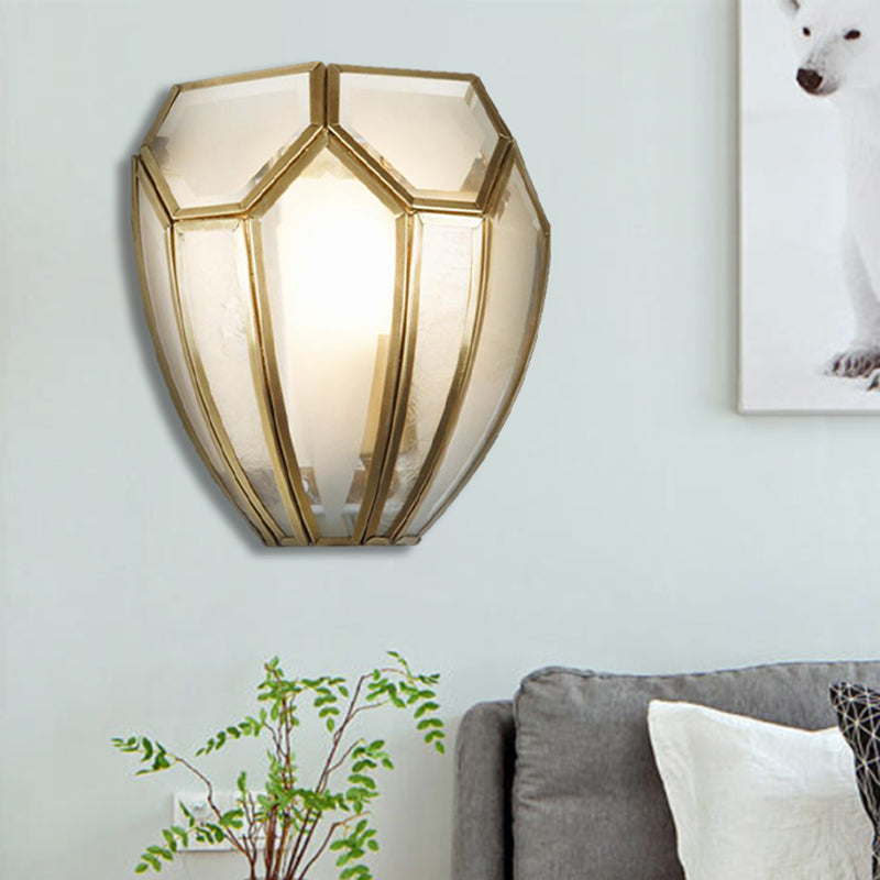 Frendorf | Gouden Afwerking Geometrische Wandlamp Traditioneel Metaal en Mondgeblazen Glas 1 Gloeilamp Wandlicht Sconces