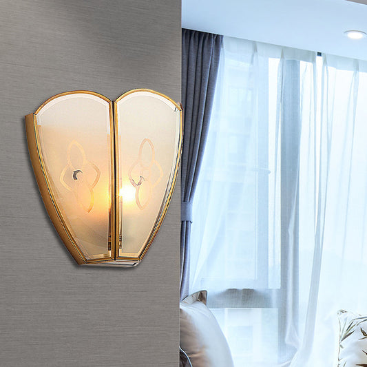 Frendorf | 1 Glühbirne Gold Flush Wandleuchte Vintage Stil Floral Opalglas Schirm Wandmontage Beleuchtung