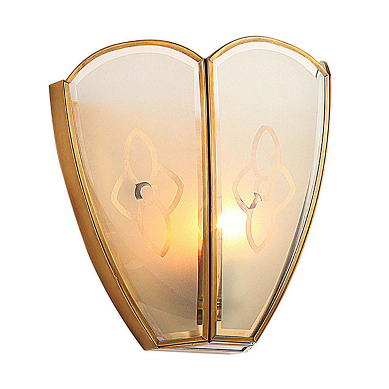 Frendorf | 1 Glühbirne Gold Flush Wandleuchte Vintage Stil Floral Opalglas Schirm Wandmontage Beleuchtung