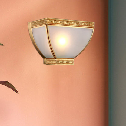 Frendorf | Opaque Glass Torch Flush Wandlamp Retro 1 Kop Wandmontage Lamp Kit met Gouden Rand