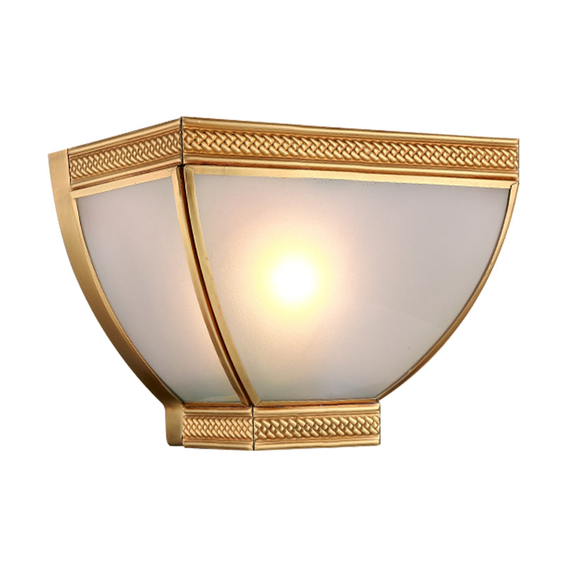 Frendorf | Opaque Glass Torch Flush Wandlamp Retro 1 Kop Wandmontage Lamp Kit met Gouden Rand