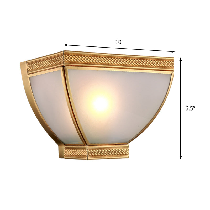 Frendorf | Opaque Glass Torch Flush Wandlamp Retro 1 Kop Wandmontage Lamp Kit met Gouden Rand