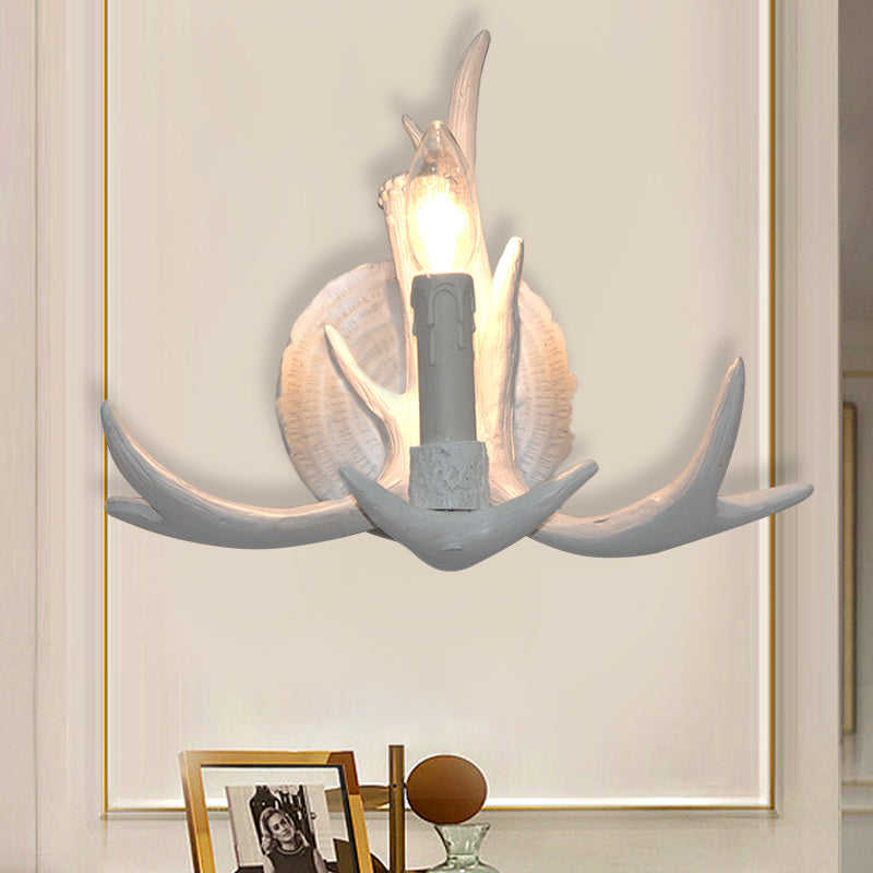 Frendorf | 1 Licht Exposed Bulb Wandlamp Traditioneel Wit/Hout Hars Wandlamp Armatuur für Flur