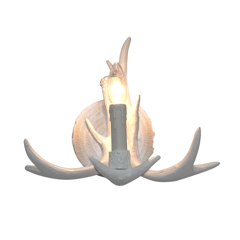 Frendorf | 1 Licht Exposed Bulb Wandlamp Traditioneel Wit/Hout Hars Wandlamp Armatuur für Flur