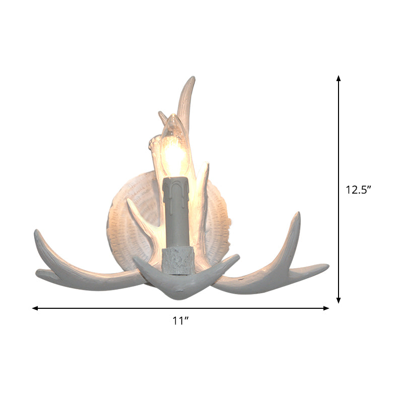 Frendorf | 1 Licht Exposed Bulb Wandlamp Traditioneel Wit/Hout Hars Wandlamp Armatuur für Flur