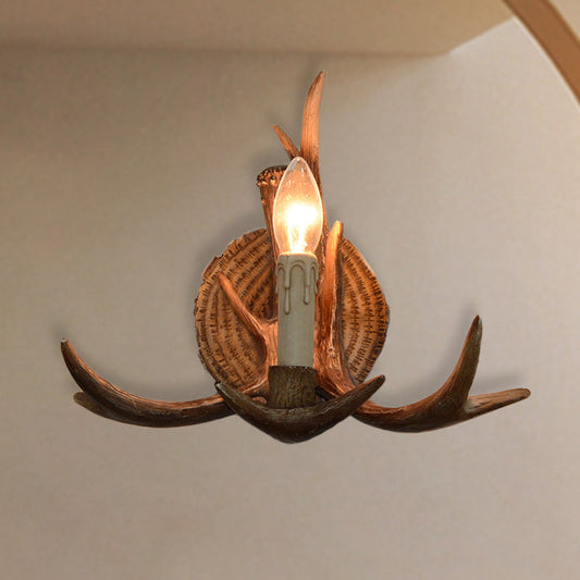 Frendorf | 1 Licht Exposed Bulb Wandlamp Traditioneel Wit/Hout Hars Wandlamp Armatuur für Flur