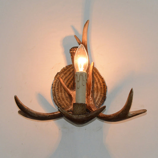 Frendorf | 1 Licht Exposed Bulb Wandlamp Traditioneel Wit/Hout Hars Wandlamp Armatuur für Flur