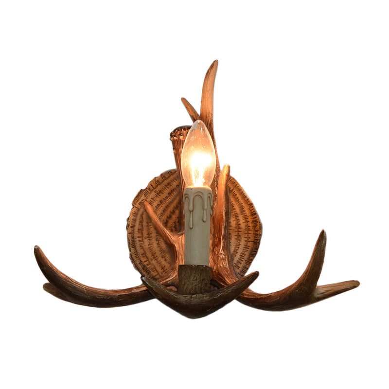 Frendorf | 1 Licht Exposed Bulb Wandlamp Traditioneel Wit/Hout Hars Wandlamp Armatuur für Flur