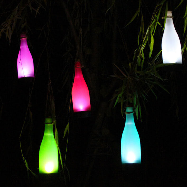 5 Stück Solar Weinflasche Licht Außen Deko Plastik LED Hängeleuchte