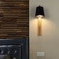 Frendorf | Metallische Glockenwandleuchte Modern 1 Kopf Schwarz/Weiß Wandleuchte mit rechteckiger Holzrückplatte