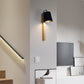 Frendorf | Metallische Glockenwandleuchte Modern 1 Kopf Schwarz/Weiß Wandleuchte mit rechteckiger Holzrückplatte