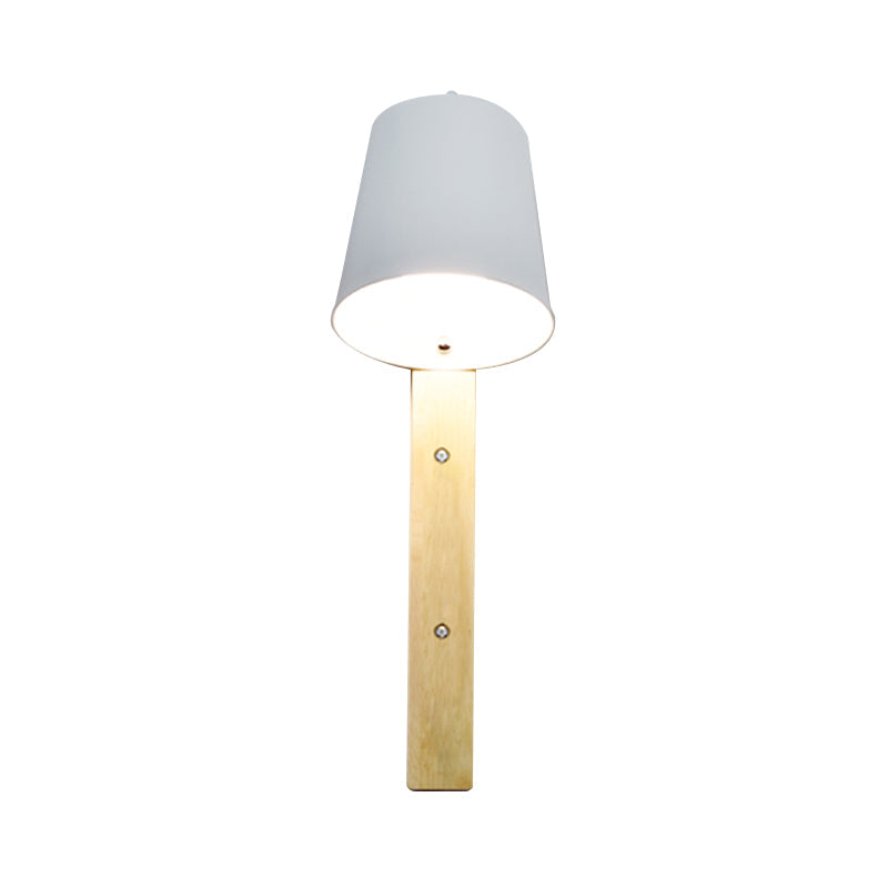 Frendorf | Metallische Glockenwandleuchte Modern 1 Kopf Schwarz/Weiß Wandleuchte mit rechteckiger Holzrückplatte