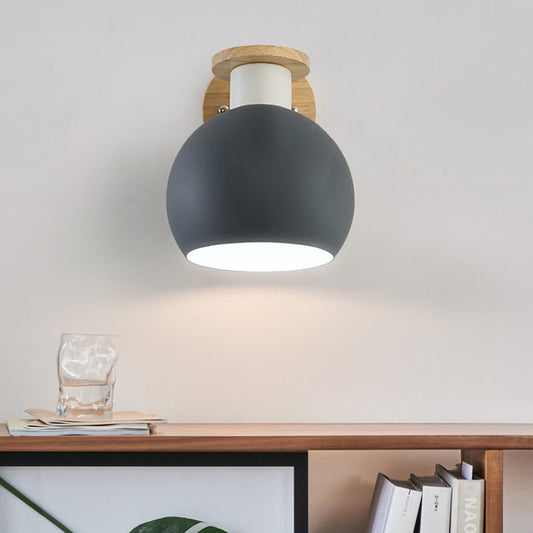 Frendorf | 1 Bulb Slaapkamer Wandlamp Modern Grijs Muur-Gemonteerde Lamp met Globale Metalen Kap