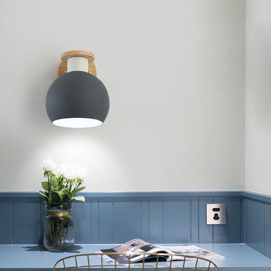 Frendorf | 1 Bulb Slaapkamer Wandlamp Modern Grijs Muur-Gemonteerde Lamp met Globale Metalen Kap