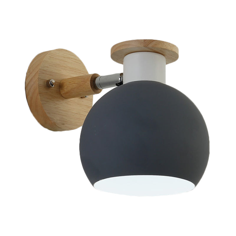 Frendorf | 1 Bulb Slaapkamer Wandlamp Modern Grijs Muur-Gemonteerde Lamp met Globale Metalen Kap