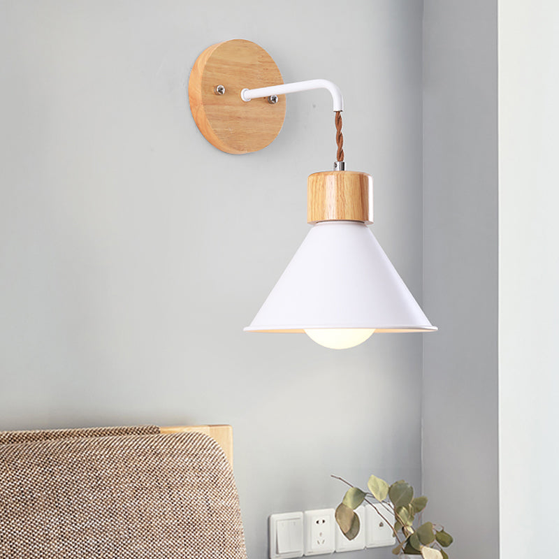 Frendorf | Trumpet Metalen Wandlamp Modernisme 1 Hoofd Grijs/Wit/Roze Muurbevestigde Verlichting voor Bedzijde