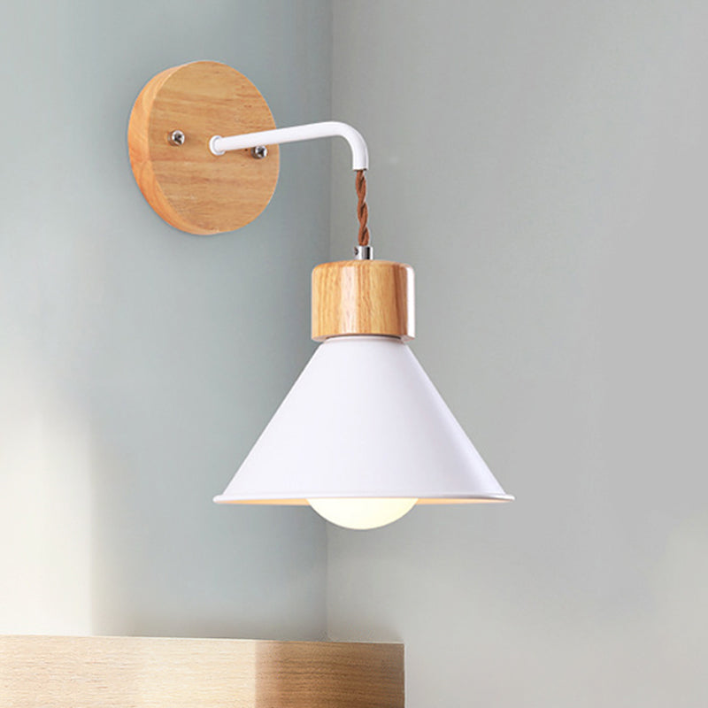 Frendorf | Trumpet Metalen Wandlamp Modernisme 1 Hoofd Grijs/Wit/Roze Muurbevestigde Verlichting voor Bedzijde