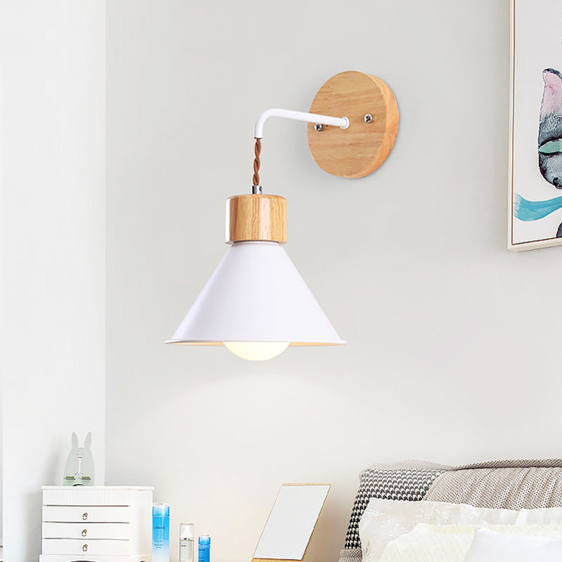 Frendorf | Trumpet Metalen Wandlamp Modernisme 1 Hoofd Grijs/Wit/Roze Muurbevestigde Verlichting voor Bedzijde