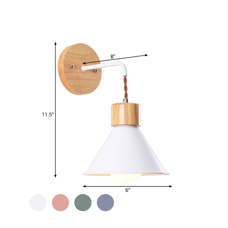 Frendorf | Trumpet Metalen Wandlamp Modernisme 1 Hoofd Grijs/Wit/Roze Muurbevestigde Verlichting voor Bedzijde