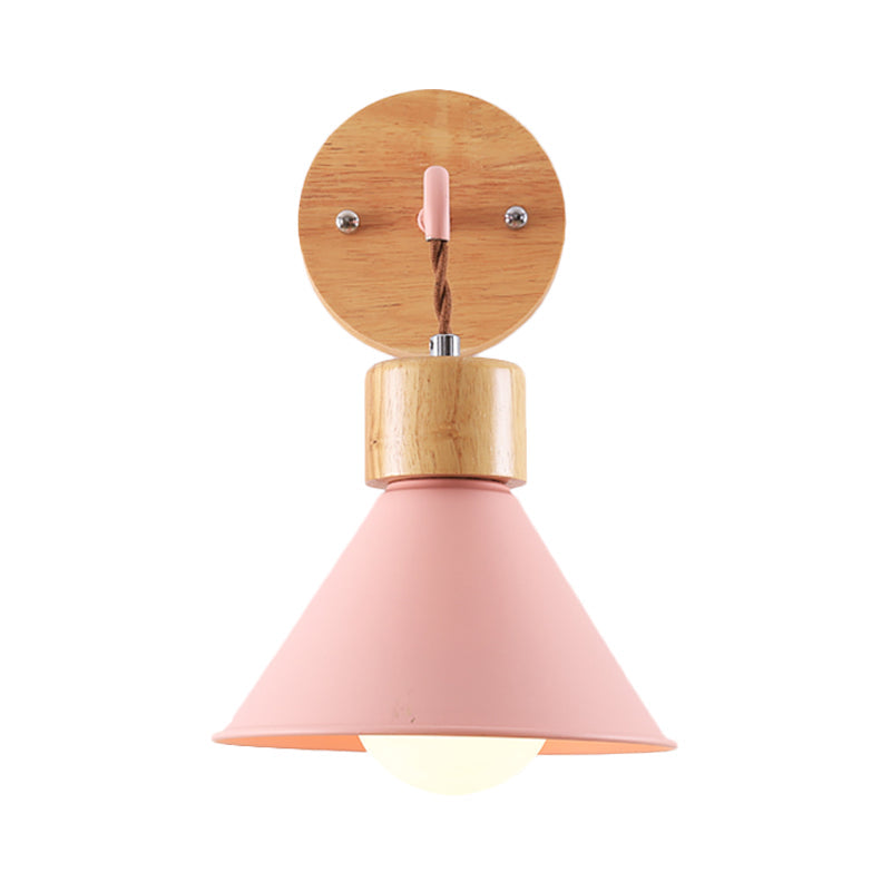 Frendorf | Trumpet Metalen Wandlamp Modernisme 1 Hoofd Grijs/Wit/Roze Muurbevestigde Verlichting voor Bedzijde