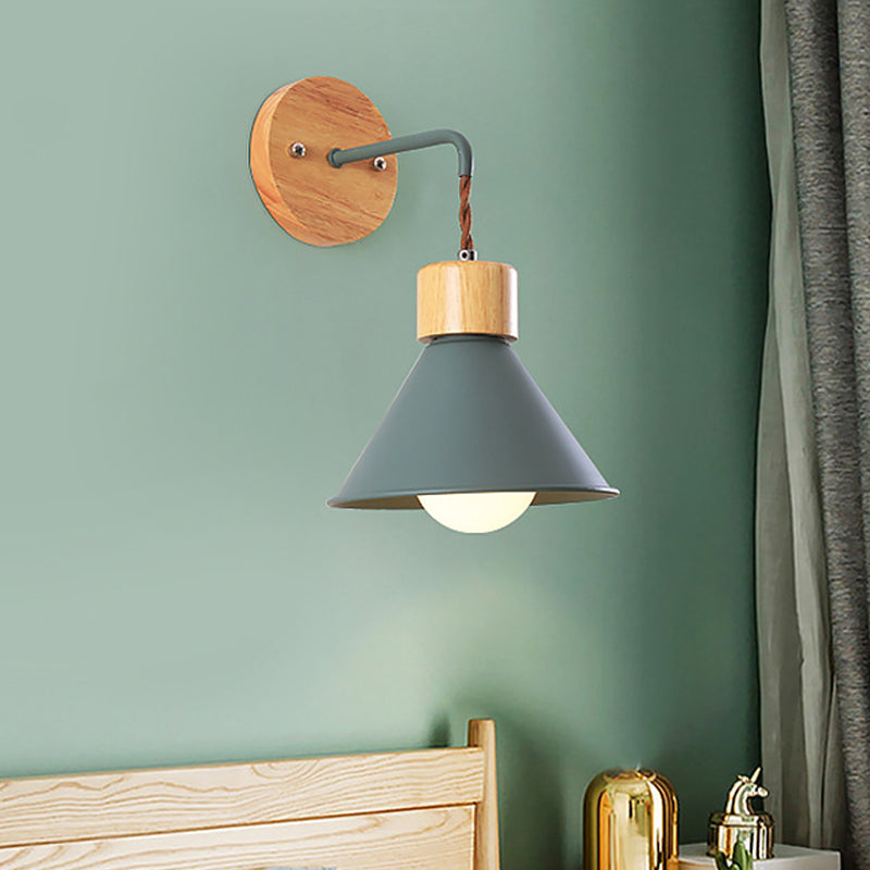 Frendorf | Trumpet Metalen Wandlamp Modernisme 1 Hoofd Grijs/Wit/Roze Muurbevestigde Verlichting voor Bedzijde